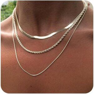 Women Silver Chunky Lobster Statement Herringbone Gold Plated Necklace Chain